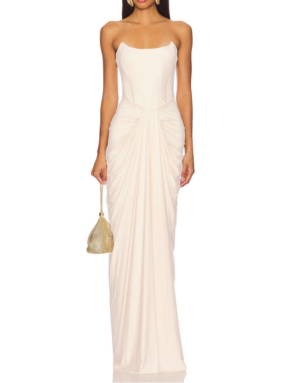 Deme by Gabriella x Revolve Pearl Gown in Off White Bustier Dress